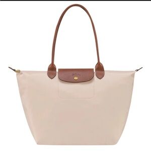 Longchamp Cream and Brown Tote Bag